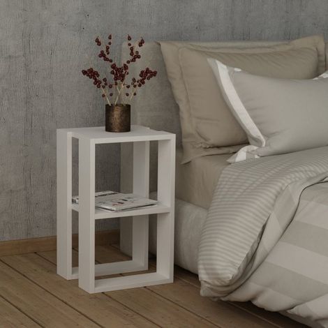 Comodino due ripiani Lonie 34x30x55h colore bianco