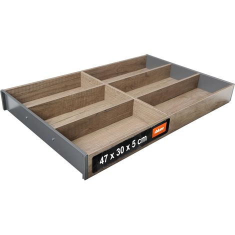 blum AMBIA-LINE - Portaposate, larghezza 300 mm, lunghezza 475 mm, altezza 50 mm, rovere Nebraska, 6 scomparti per posate, design in legno, 1 pezzo, organizer da cucina (1/5)