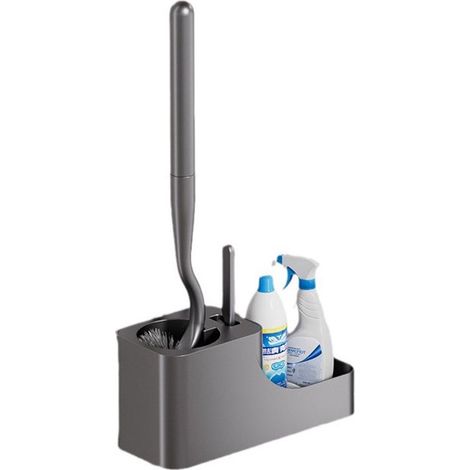 Kit de nettoyage - Brosse WC - Brosse à long manche - Gris bronze - ABS/PP - Gris bronze Gris anthracite (1/5)