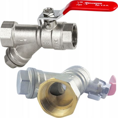 Valvola a sfera 1 pollice FW x FW con filtro, sedimenti, maniglia (1/5)