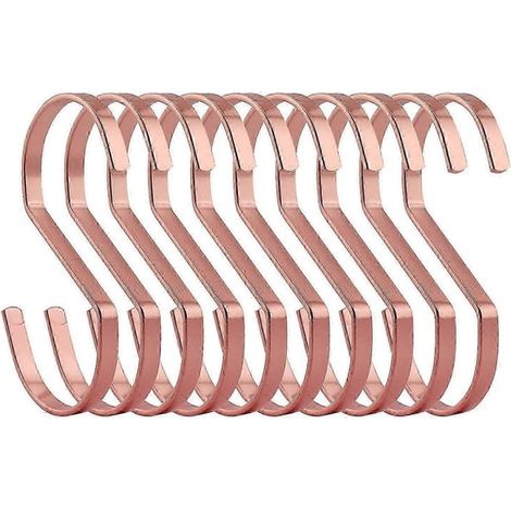 Paquete de 10 ganchos planos colgantes de acero cromado color oro rosa de 4 pulgadas. (1/3)