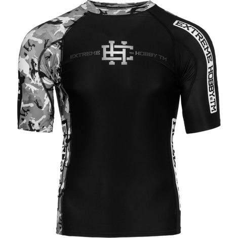 Kurzarm-Rashguard für Herren, Kampfsport, Größe 2XL, Schwarz