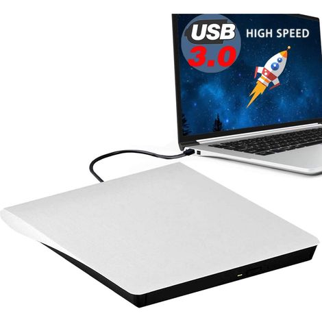 Lecteur DVD Externe - USB 3.0 - Compatible Windows Mac Linux - Pour Ordinateur Portable Et Fixe - 1 Pièce (1/5)