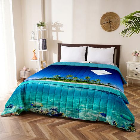 Trapuntino Matrimoniale Stampa Digitale Primavera Estate Copriletto Coperta Leggera Trapunta Primaverile Due Piazze  Dis11Bali