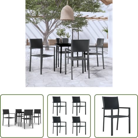 vidaXL Chaises de jardin - Ensemble à manger de jardin 5 pcs Noir (1/5)