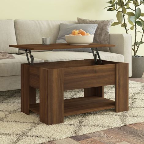 Table Basse Salon. Couleur Chêne Foncé. Plateau Relevable. Grand Espace de Rangement (1/5)