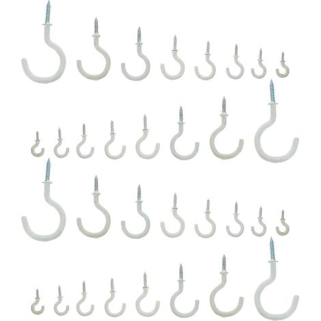 Lot de 100 crochets à vis blancs pour plafond et cuisine, crochets pour tasses à suspendre (1/5)
