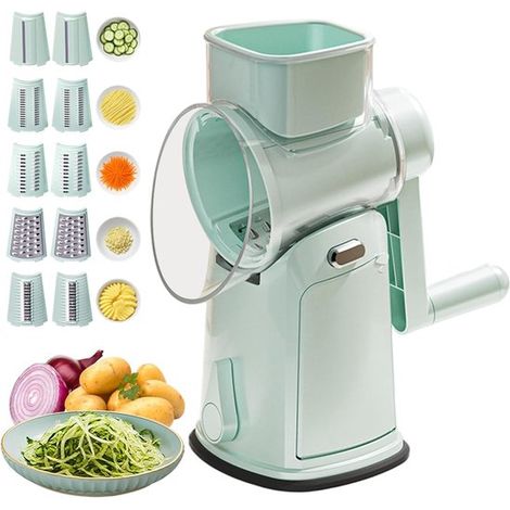 Rallador de queso, Rallador rotatorio, Rallador de tambor, Rallador de queso rotatorio, Cortador de verduras, Procesador de alimentos, Verde (1/5)