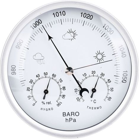 Hygromètre baromètre du thermomètre 3 en 1 Mur de la saison suspendu intérieur extérieur instrument météo précis blanc 130 mm 130 mm (1/5)