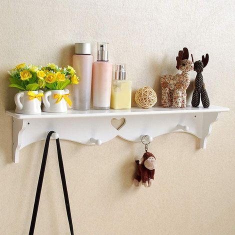 PVC-Wandregale mit Haken, moderne Wandaufbewahrung für Badezimmer, Büro, Wohnzimmer, Inneneinrichtung mit praktischem Schlüsselhalter. (1/5)