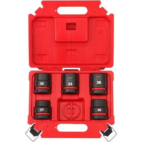 MILWAUKEE CARRACA 3/4" JUEGO VASOS IMPACTO 27-30-32-33-36 (ESTUCHE 5 PZ.