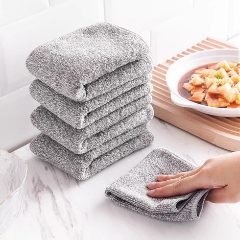 5 paños de cocina de carbón de bambú - paños de limpieza - paños antiadherentes - manteles - desengrasantes - paños de pulido fáciles de limpiar (1/3)