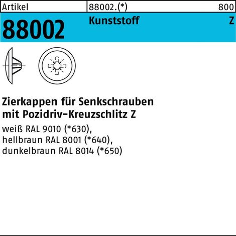 Zierkappe R 88002 f.PZ 2x 12/3,5-5 Ku. hellbraun 1000St. (1/2)