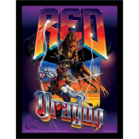 Impression dans cadre photo noir édition collector motif dragon rouge Décoration murale 30 cm x 40 cm Cadeaux Produit officiel