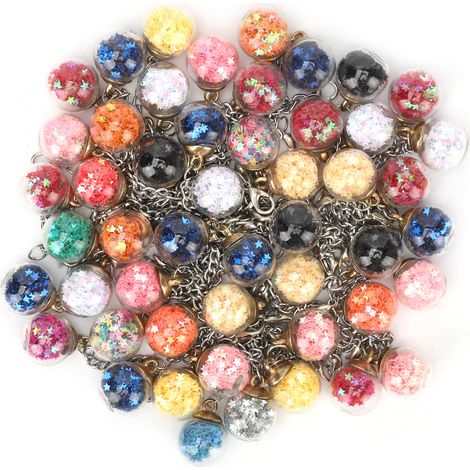 50 pompons en verre transparent pour la création de bijoux (colliers, bracelets, boucles d'oreilles) - Idéal pour dreadlocks.