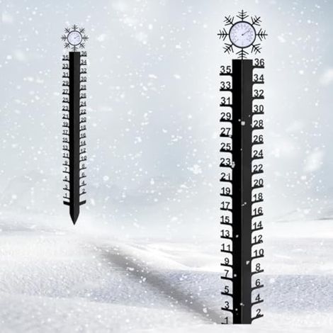 Jauge à neige extérieure de 36 pouces avec thermomètre, jauge à neige décoration de noël, jauge de profondeur de jardin, pour Patio extérieur (1/5)