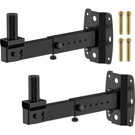 Lot de 2 Supports muraux pour Enceintes PA, Bride 35 mm, Inclinable et Pivotant, Capacité 50 kg, Métal Renforcé, pour Bars et Églises
