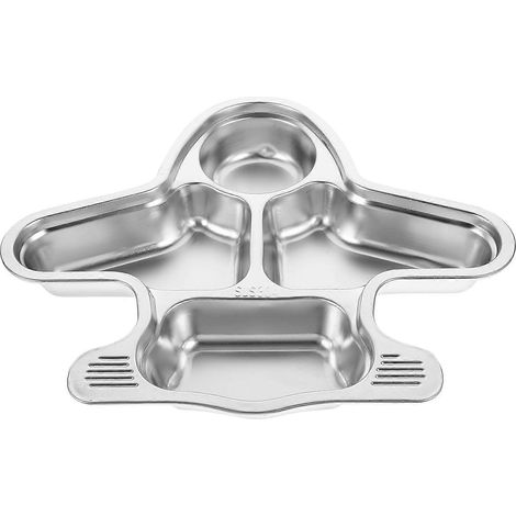 Assiette enfant en acier inoxydable avec compartiments alimentaires et motif dessin animé (1 pièce) (1/5)