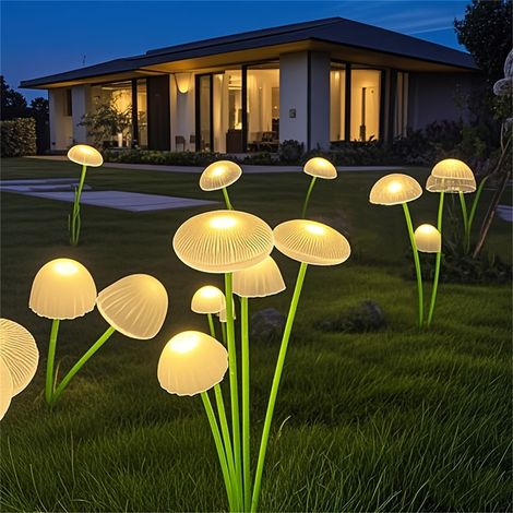 Lampe pour terrasse,cour et allée solaire en forme de méduse, double mode, LED, étanche, de jardin, champignon 2 articles (1/5)