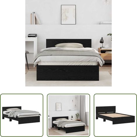 vidaXL Bois d'ingénierie - Cadre de lit Chêne noir 193 x 125 x 70 cm Bois d'ingénierie (1/5)