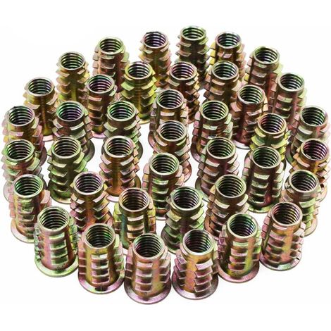 50 Pièces Insert Fileté Bois M8 Inserts d'écrou Visser Douille Manchons Insert Fileté Nuts pour Meubles en Bois