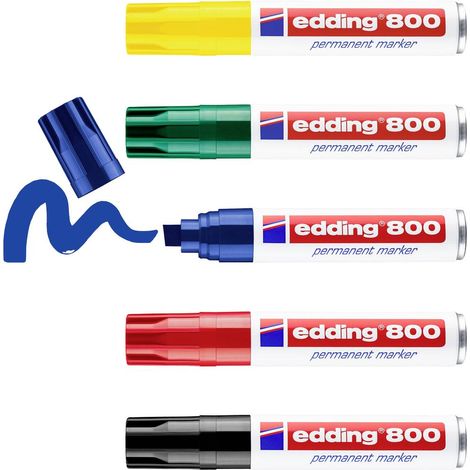 Edding 4-800999 Marcatore indelebile Nero, Rosso, Blu, Verde, Giallo resistente all'acqua: Sì (1/5)