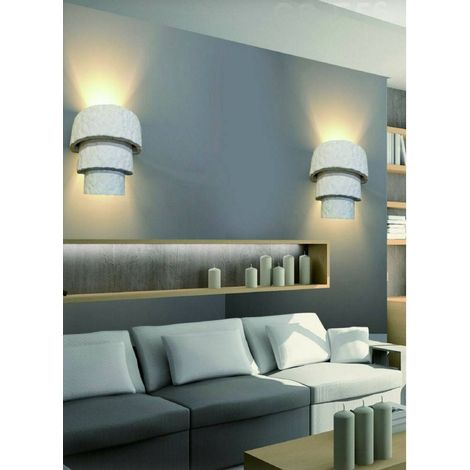 TrAdE Shop Traesio - Applique Parete In Gesso Effetto Pietra Verniciabile Moderno Attacco E14 Gs-e56 - (1/2)