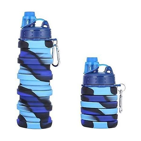 Bouteille d'eau pliable en silicone - Sans BPA, extensible, capacité de 473 ml (16 oz), étanche, portable avec mousqueton (1/5)