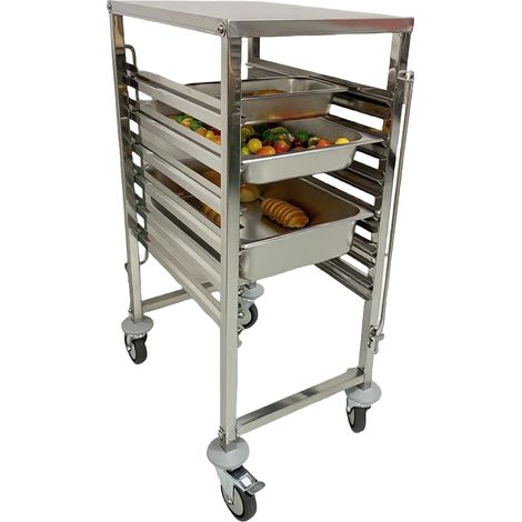 Chariot à échelles inox GN 1/1 - 6 niveaux avec plateau PREMIUM - GOLDINOX (1/4)