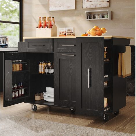 Möbel Küchenschrank Aufbewahrung 110 cm Schwarz OKMYHOME (1/5)