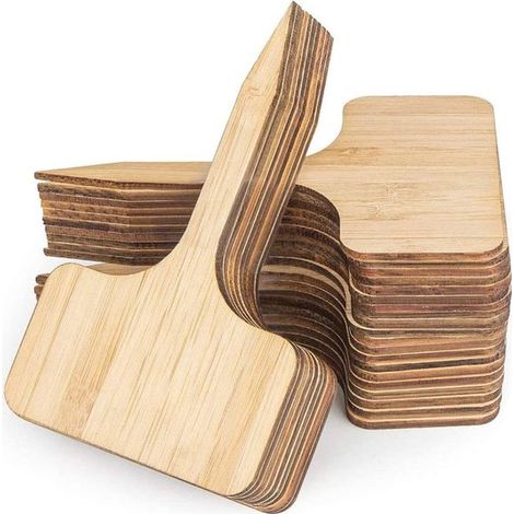 50 étiquettes pour plantes (6 x 10 cm) - En bois - Forme en T - Idéales pour les plantes de jardin et les plantes en pot - Convient aux plantes d'extérieur et aux plantes en pot. (1/5)