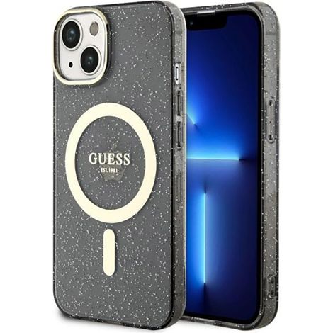 Guess Glitter Gold MagSafe - iPhone 14 Plus Hülle (Schwarz) (1/5)