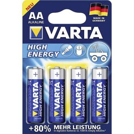 Blister 4 batterie stilo VARTA high energy alcalina LR06 1,5V