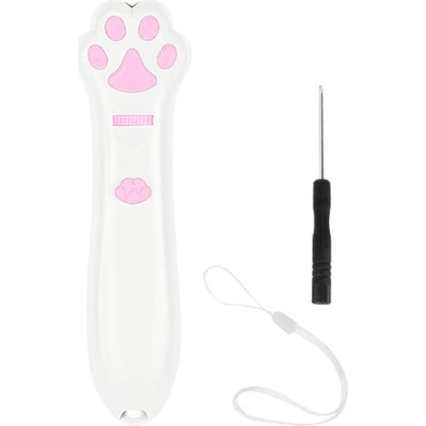 LED-rote Lichter Laser-Katzen-Teaser-Stick in Pfotenform Projektions-Haustierunterhaltungsspielzeug weiß.