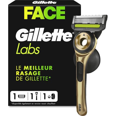 Labs Rasoir pour Homme, avec Barre Exfoliante Édition Champion Gold, Manche Et Cartouche A 5 Lames, A Utiliser avec Recharges Labs, Rasage du Visage avec Un Confort Incroyable (1/5)