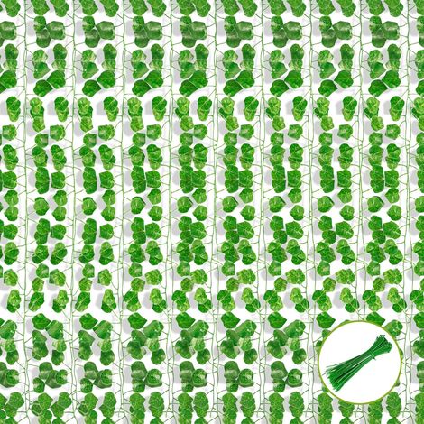 Guirlande de feuilles de vigne artificielles Bcc, 12 pièces – avec attaches de câble – pour décoration murale, jardin, mariage, fête (1/5)