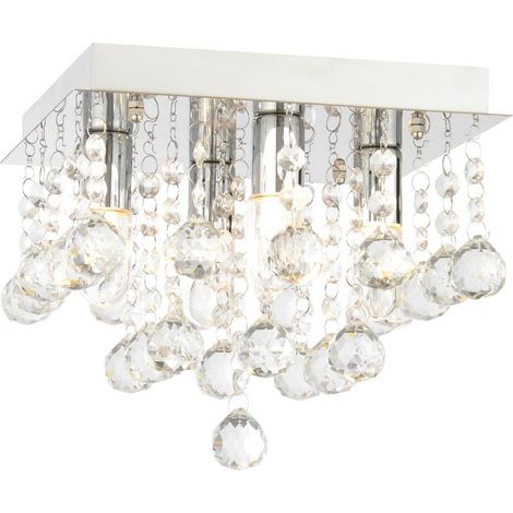 Forum Spa Orlando Polished Chrome 220mm 4 Lamp Square Flush Ceiling Light - SPA-24468-CHR
