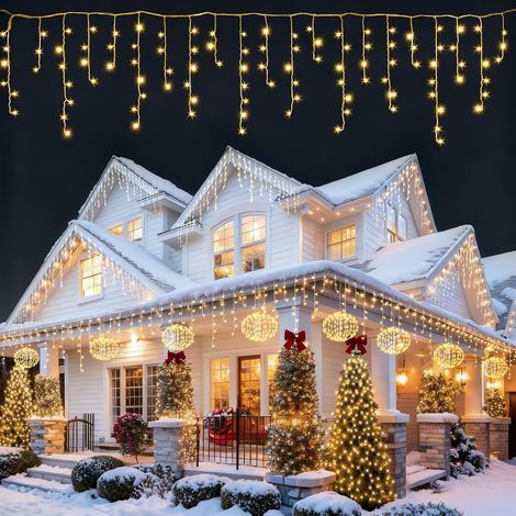 Lot de 4 boules lumineuses à suspendre de 30 cm avec minuteur - 8 modes - Blanc chaud - Décoration de Noël d'extérieur - Pour balcon, jardin, fête, chambre - Décoration intérieure (1/5)