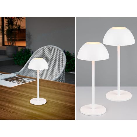 2er SET Akku LED Tischlampen kabellos für Innen & Außen, Weiß - 30cm klein