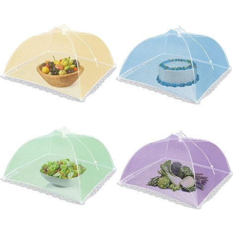 Cloche Alimentaire Pliable 43X43cm, Couverture en maille, Couvercle Anti-mouche, Anti-moustiques, Anti-insectes, Tente Parapluie pour Protection de Nourriture à la Cuisine, Salle à manger, Pique-Nique