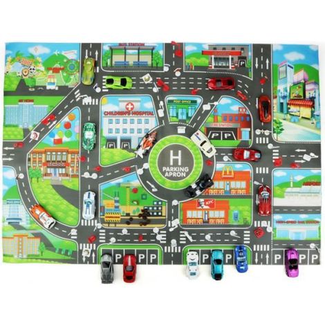 Tapis De Route - 83 X 53 Cm - Pour Enfants - Jouet Éducatif De Circulation Automobile - 1 Pièce (1/4)
