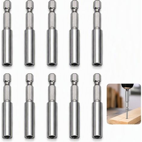 10 Pièces Porte Embout Magnétique 60 mm, Rallonge Embout Visseuse 1/4" avec Tige Hexagonale, Porte Embout Visseuse pour Embout Visseuse à Choc, Perceuse Sans Fil et Tournevis Électrique (1/5)