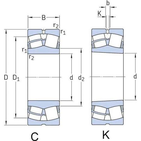 Roulements à rouleaux sphériques 22313 K.E 48mm Ext 140mm Int 65mm SKF