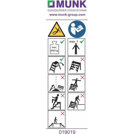MUNK Hinweis-Aufkleber Produktaufkleber für Arbeitspodest 200kg 20 Stück