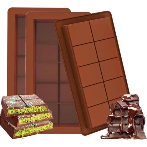 Moule à chocolat - 3 pièces - Silicone de qualité alimentaire - 10 cavités - Résistant aux températures extrêmes (1/4)