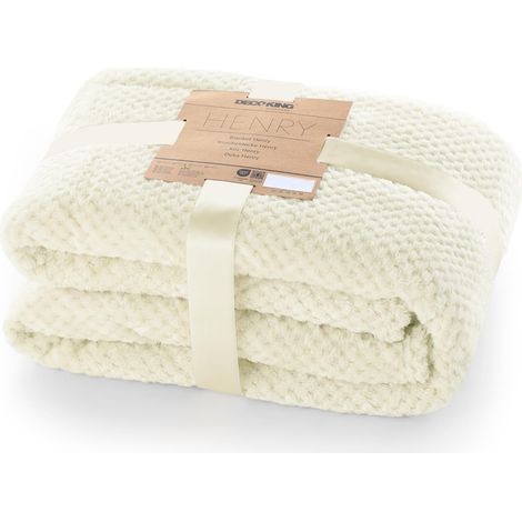 DecoKing- Coperta in microfibra, pile morbido, Tessuto, 170 x 210 cm, Beige (1/5)