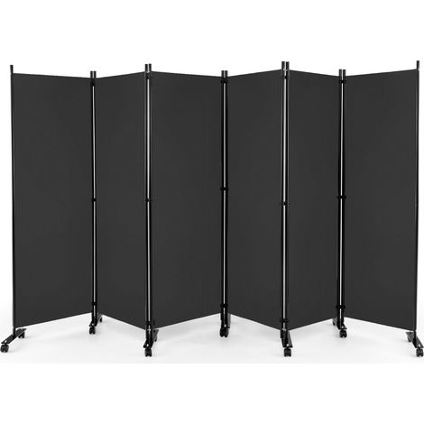 Divisorio pieghevole a 6 pannelli con ruote bloccabili, Separè per interni 172cm da soggiorno ufficio Grigio (1/4)