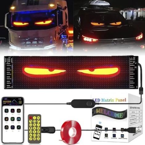 Yeux LED Devil Eyes pour voiture – Écran souple programmable IP65 – Contrôle smartphone – Dimensions 70 x 173 mm (1/5)