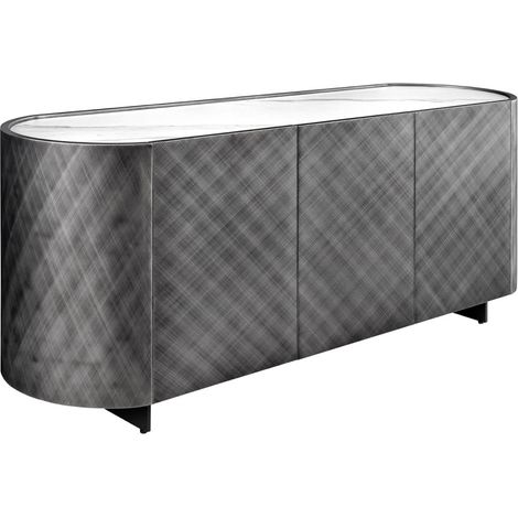 Buffet 150 cm 3 porte 1 cassetto grigio e marmo bianco – Collezione MILANO
