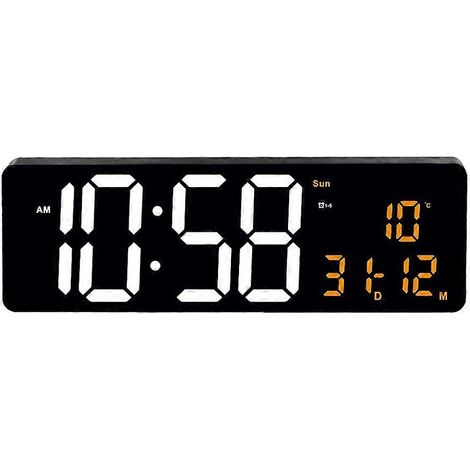 Horloge murale numérique grand format 16,5 pouces avec grand écran LED, alarme, minuterie et affichage de la température. Montre électronique D. (1/5)